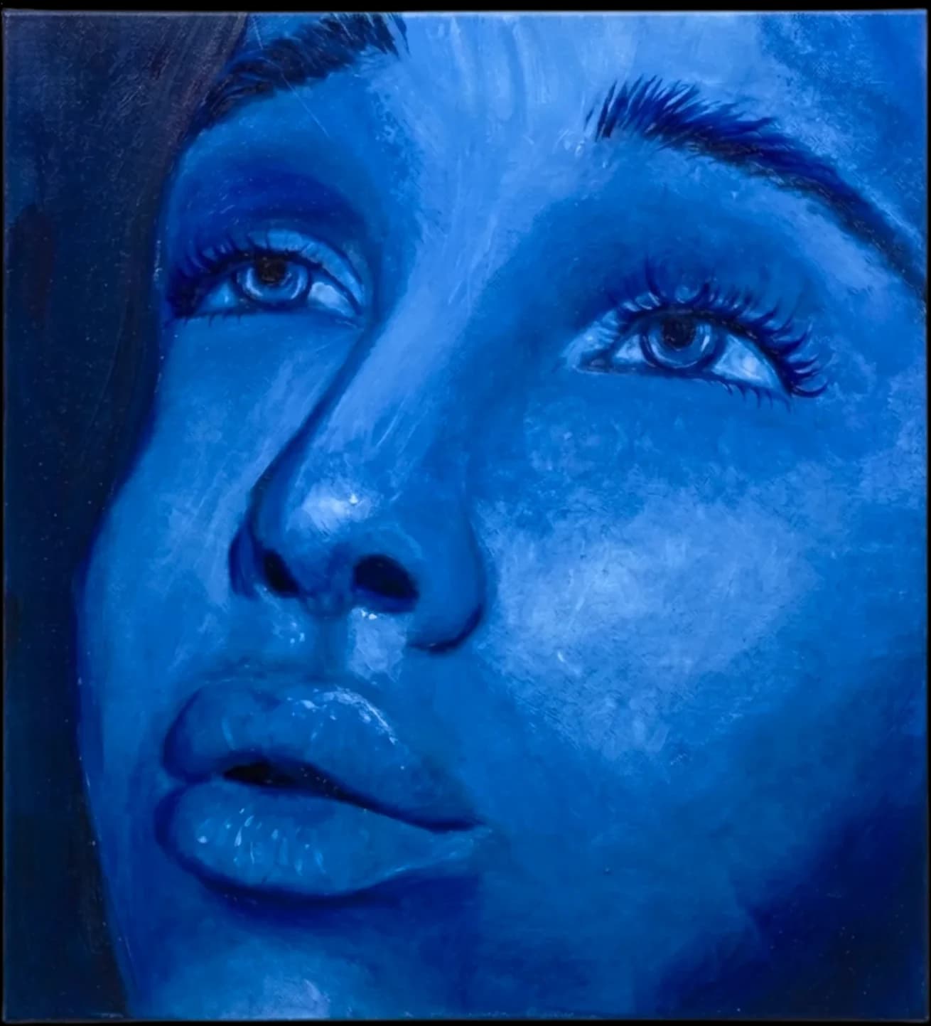 Carita azul · pintura original de Nancy