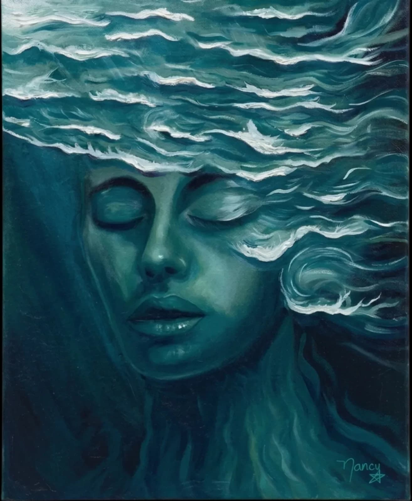 Olas de pensamiento · pintura original de Nancy